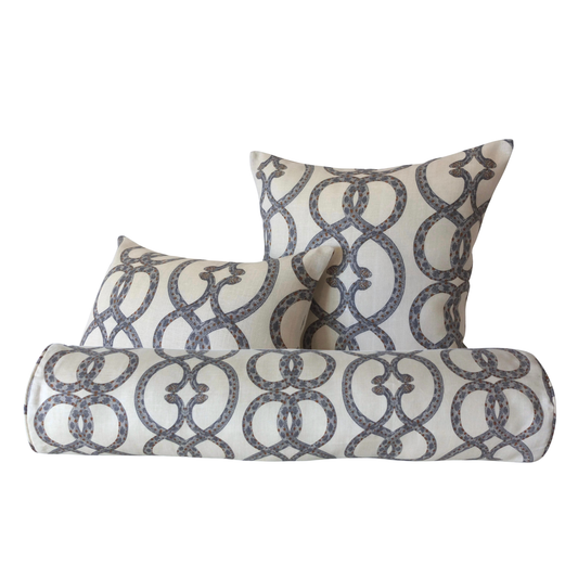Dwell Studio Snake Chain Pillow Cover in Dove, 100% Linen, Eclectic Geometric Design