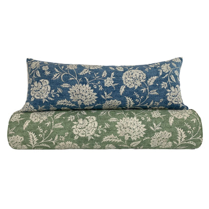 Botanical Green Floral Pillow Cover - Lumbar, Throw, Bolster, & Euro Sham