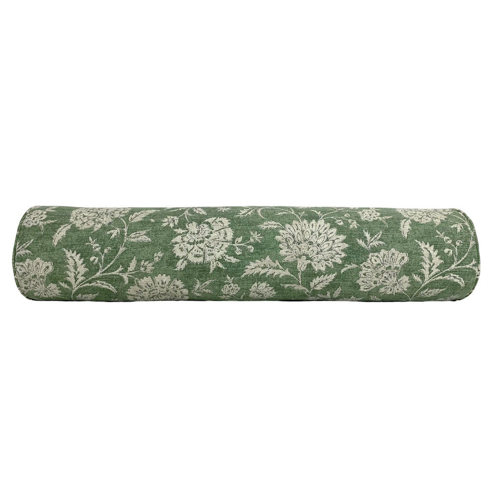 Botanical Green Floral Pillow Cover - Lumbar, Throw, Bolster, & Euro Sham