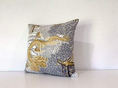 Vern Yip Pagodas Dragon Throw Pillow Cover in Citrine - Modern Chinoiserie - Available in Lumbar, Bolster, Throw, Euro Sham Sizes