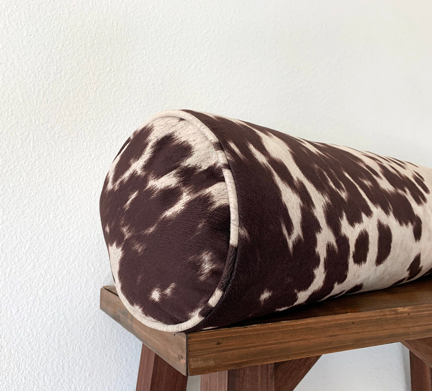 Modern West Texas Cowhide Pillow Cover  in Cocoa Brown - Vegan Suede Textured Pillow Cover / Available in Lumbar, Bolster, Throw, Euro Sham Sizes