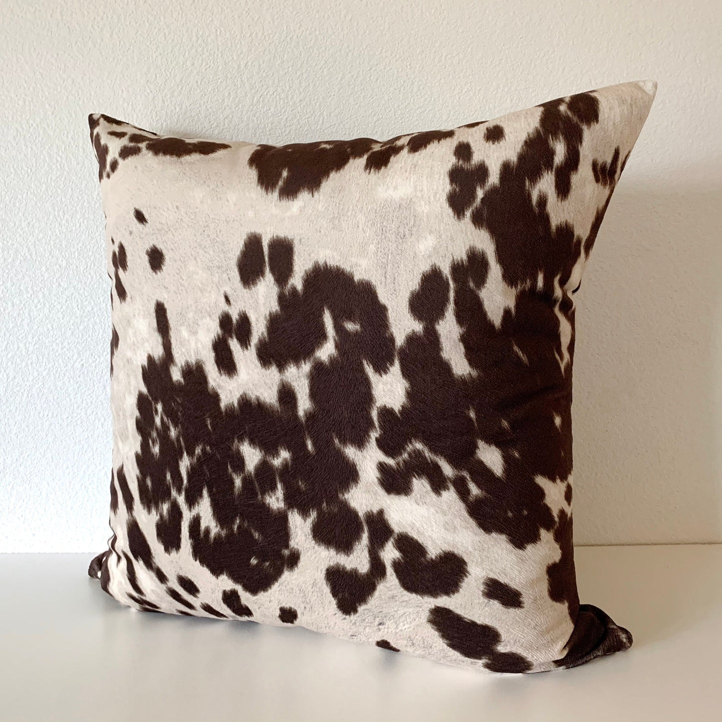 Modern West Texas Cowhide Pillow Cover  in Cocoa Brown - Vegan Suede Textured Pillow Cover / Available in Lumbar, Bolster, Throw, Euro Sham Sizes