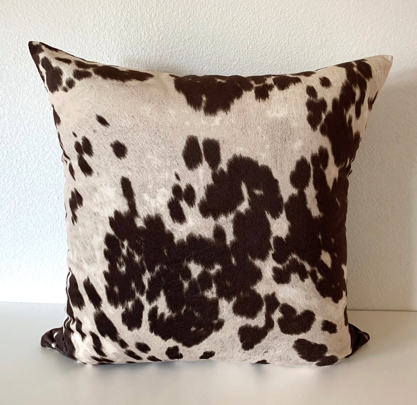 Modern West Texas Cowhide Pillow Cover  in Cocoa Brown - Vegan Suede Textured Pillow Cover / Available in Lumbar, Bolster, Throw, Euro Sham Sizes