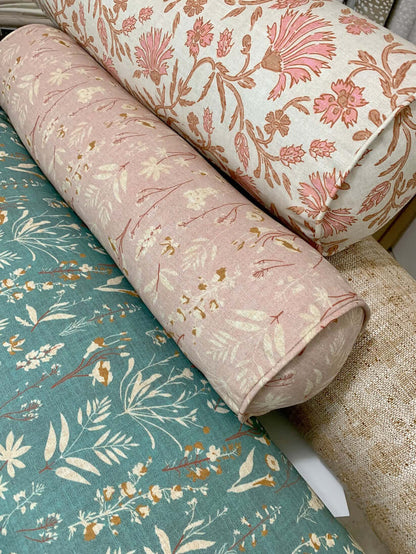 Blush Bloom Floral Chic Pillow Cover | Modern Floral Botanical Block Print Inspired | Designer Holli Zollinger | Available in Lumbar, Bolster, Throw Sizes