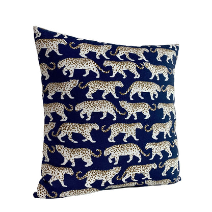 Walking on the Wild Side Outdoor Pillow Cover in Navy - OEKO TEX Sustainable / Available in Throw, Lumbar, Bolster Pillow Covers