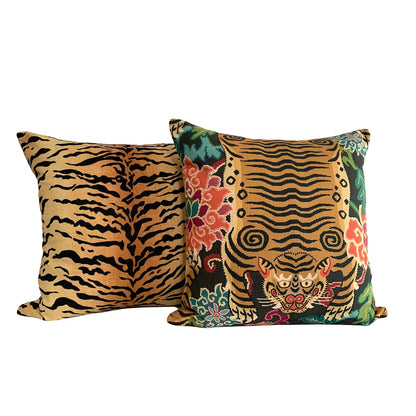 Jewel of Tibet Pillow Cover - Tiger Pillow Cover - Tiger Skin Motif  - Available in Bolster, Lumbar, Throw, Euro Sizes