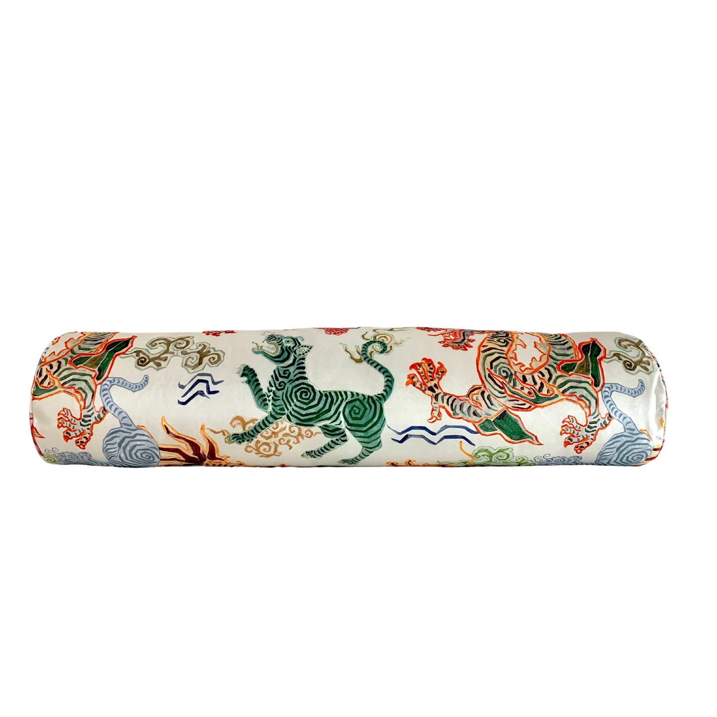 Modern Chinoiserie - Tibetan Tiger and Asian Dragon Velvet Pillow Cover - Available in Bolster, Lumbar, Throw, Euro Sham Sizes