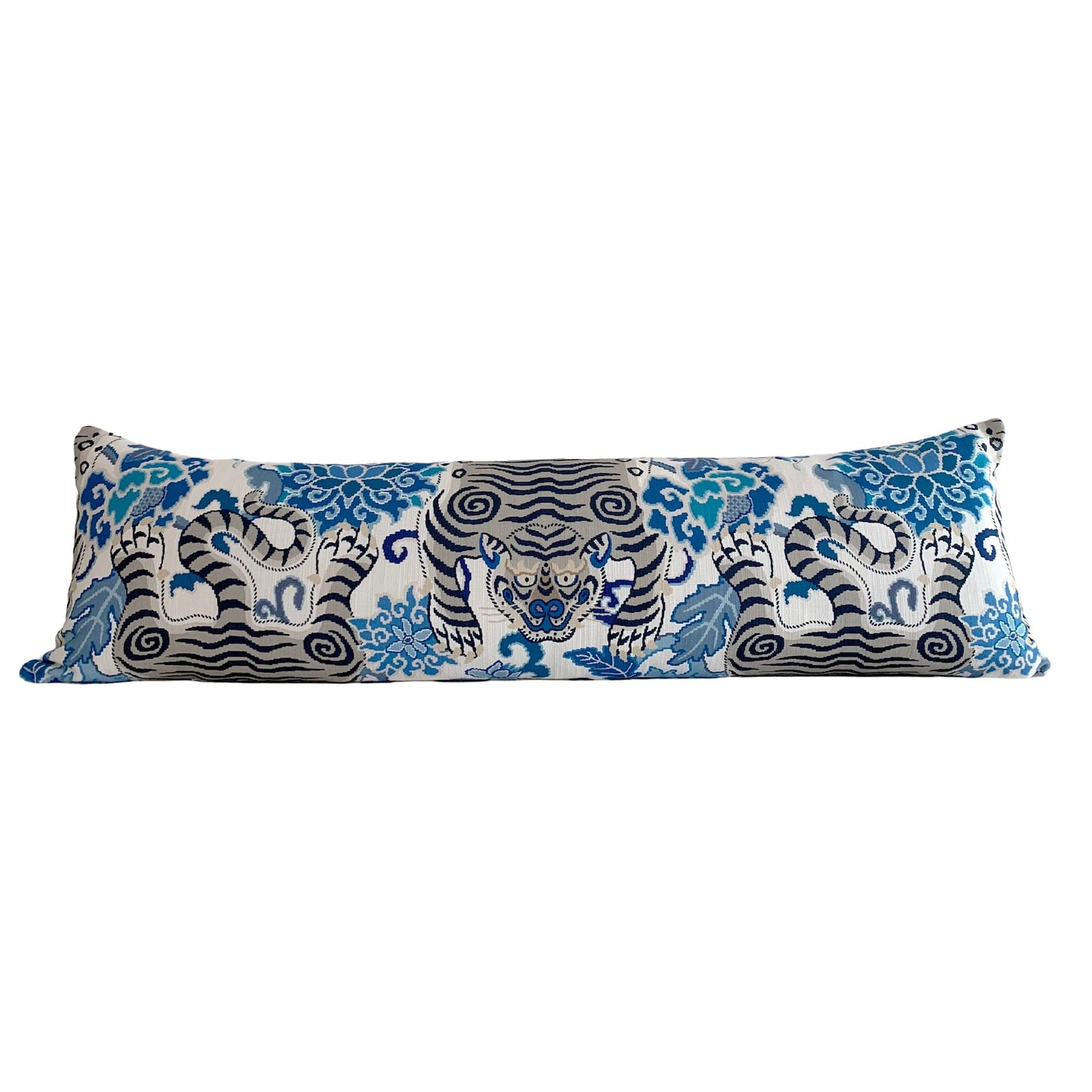 Blue Mystique Tibet Tiger Pillow Cover - Tiger Pillow Cover - Tiger Skin Motif  - Available in Bolster, Lumbar, Throw, Euro Sizes