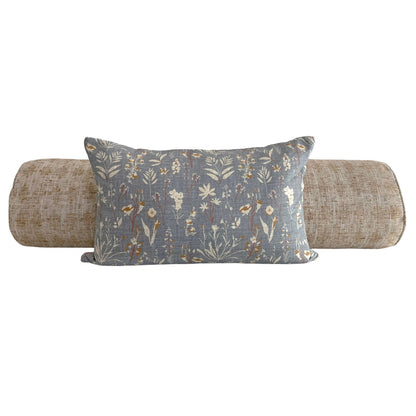 Designer Holli Zollinger Wildflower Pillow Cover in Grey Terracotta  - Available in Bolster, Throw, Lumbar, Euro Sham