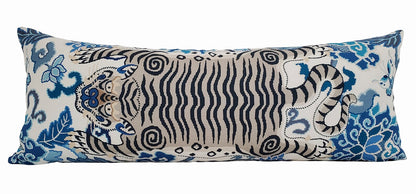 Blue Mystique Tibet Tiger Pillow Cover - Tiger Pillow Cover - Tiger Skin Motif  - Available in Bolster, Lumbar, Throw, Euro Sizes