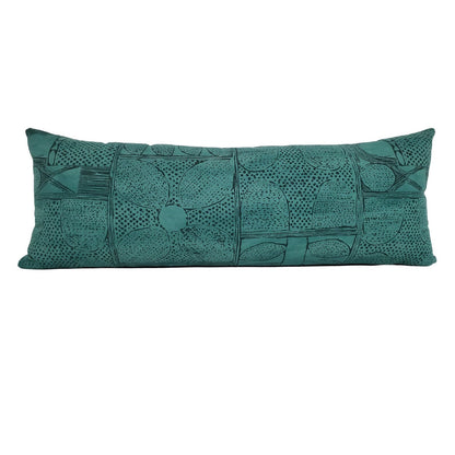 30% off Modern Floral Teal Lumbar Pillow Cover - 14x36 Large Lumbar Pillow Cover