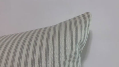 30% off  Grey Classic Ticking Stripe Lumbar Pillow Cover - 14x48 Extra Long Lumbar Bed Pillow